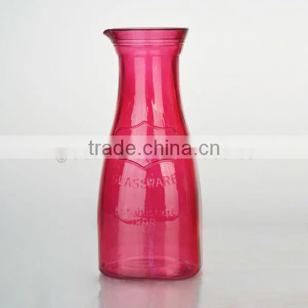 yorkshire color painted glass milk bottle