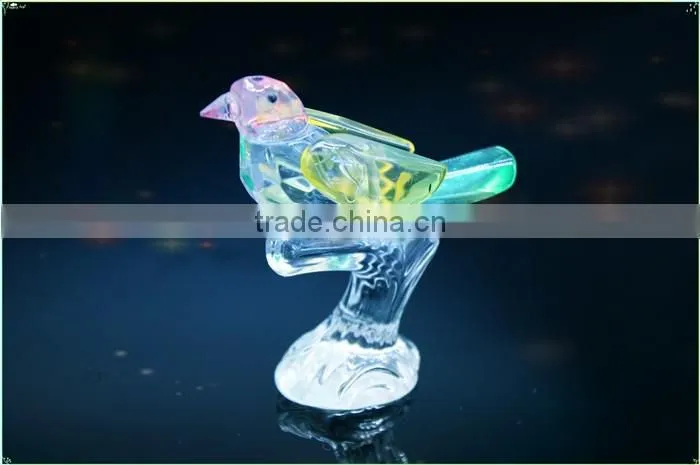 Wholesale double crystal birds with a trunk as customized crystal gifts/crystal wedding table gift for guests