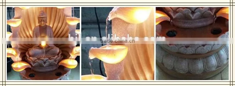 LED lighting resin religion buddha water fountain decorations