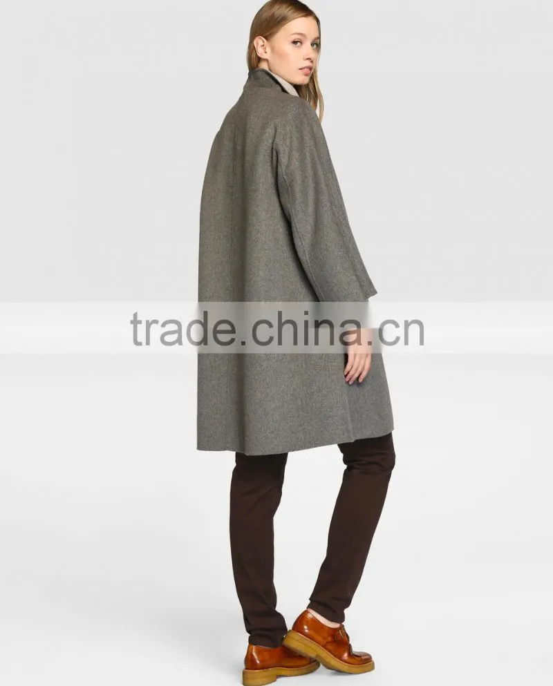 Latest Designs Gray Fur Coat Women Long Loose Winter Keep Warm Coat without Hooded Wholesale