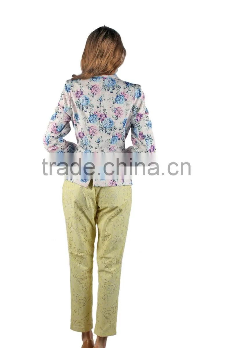 2015 New Design Fashion Blazer for Lady Tailored Floral Print Women Blazer