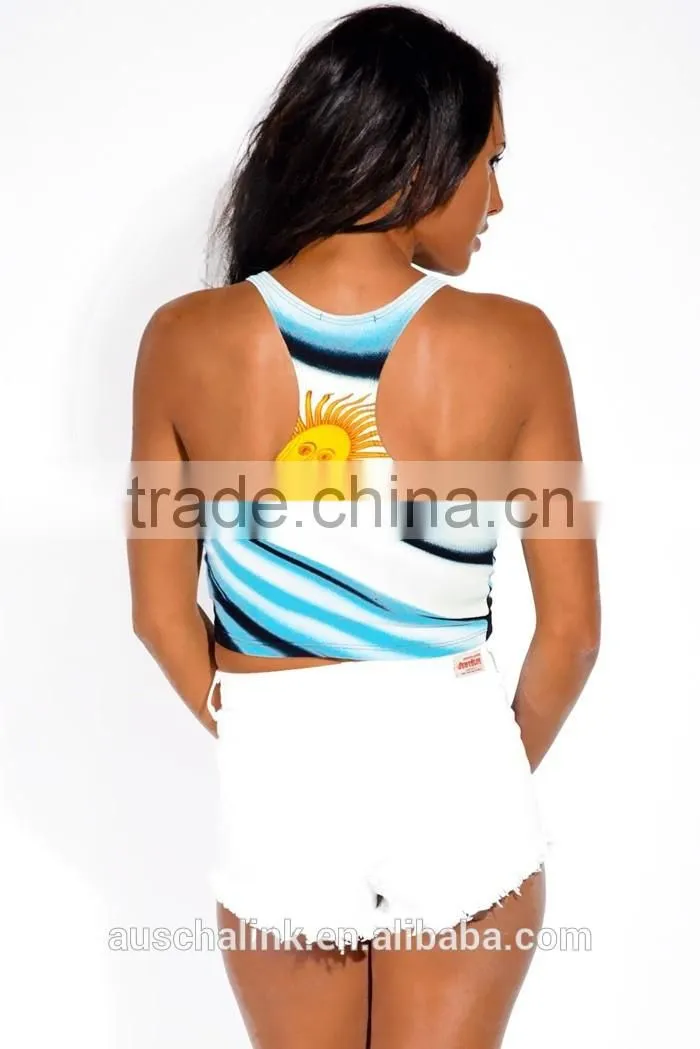 summer ladies custom flag sun graphic sexy crop tank tops