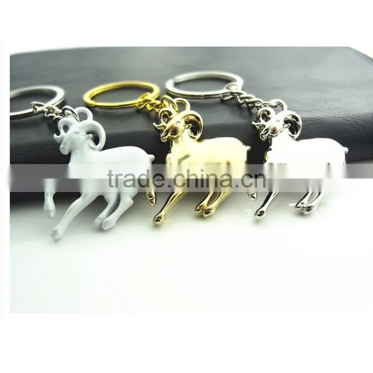 2015 souvenir keyring,alloy sheep keychains,cartoon goats pattern tag bag holders