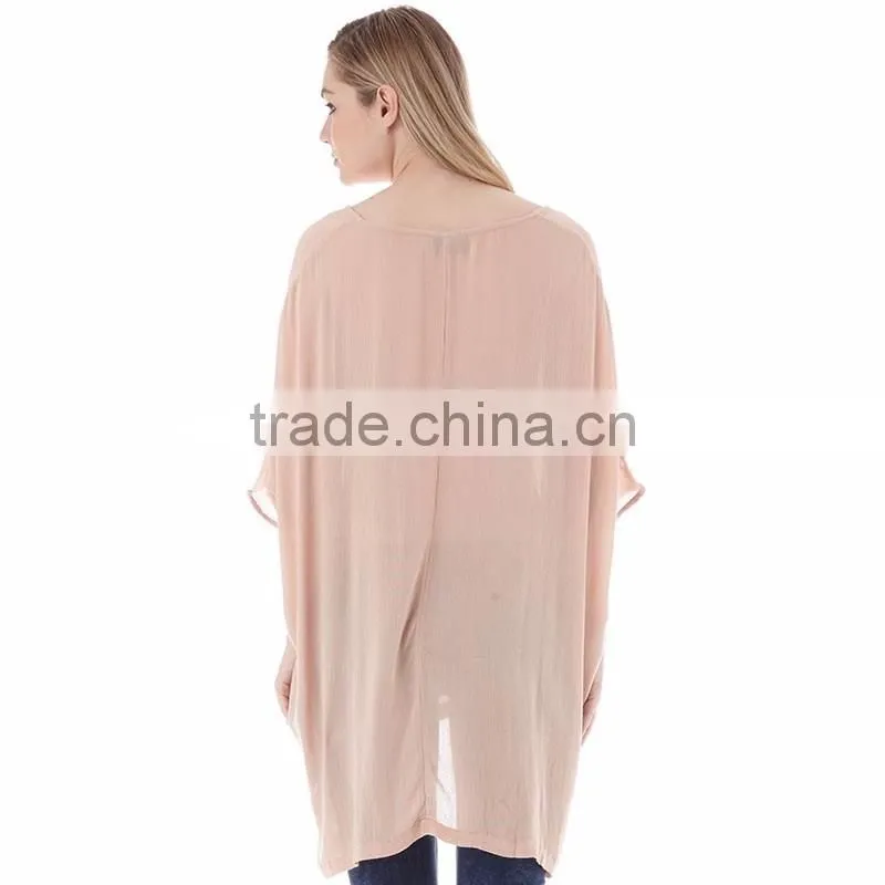 Plus Size Long Shirt Loose Women Top Half Sleeve Plain Blouses With Floral Print In Front Alibaba China