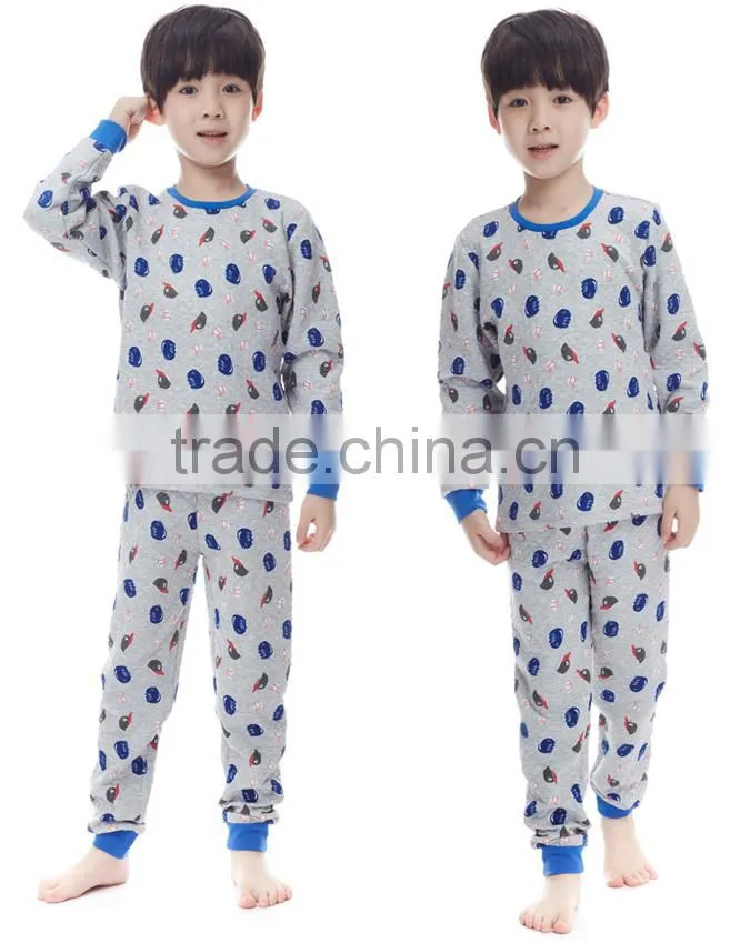 Jiangxi lovely boys sleepwear sets custom cotton/polyester air layer fabric good quality pajamas