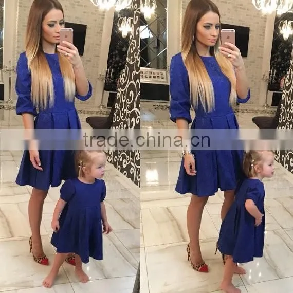 Pastel Pink/ Blue Family Outfits Mother And Daughter Dress Child Dress