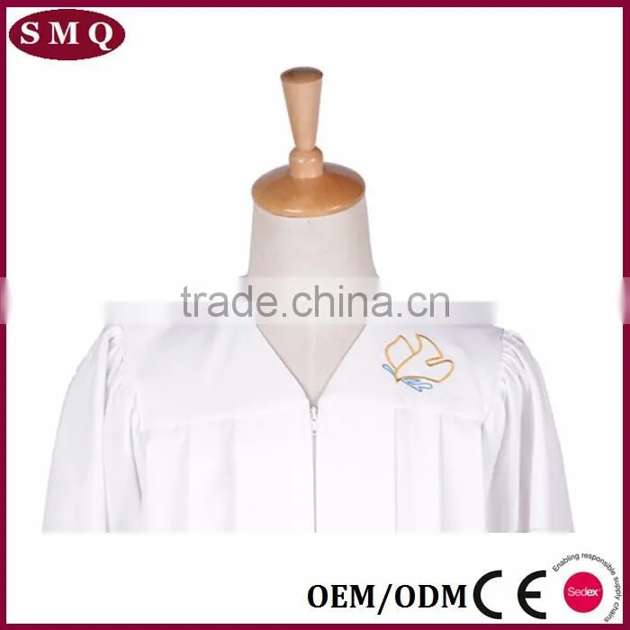white church prayer choir robes with logo embroidery on york