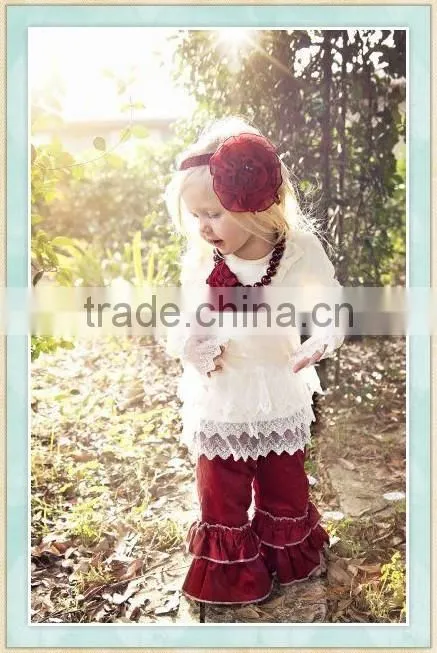 Little girls boutique baby girl clothes unique brand name thanksgiving sets turkey embroidery tunic ruffle top and legging set