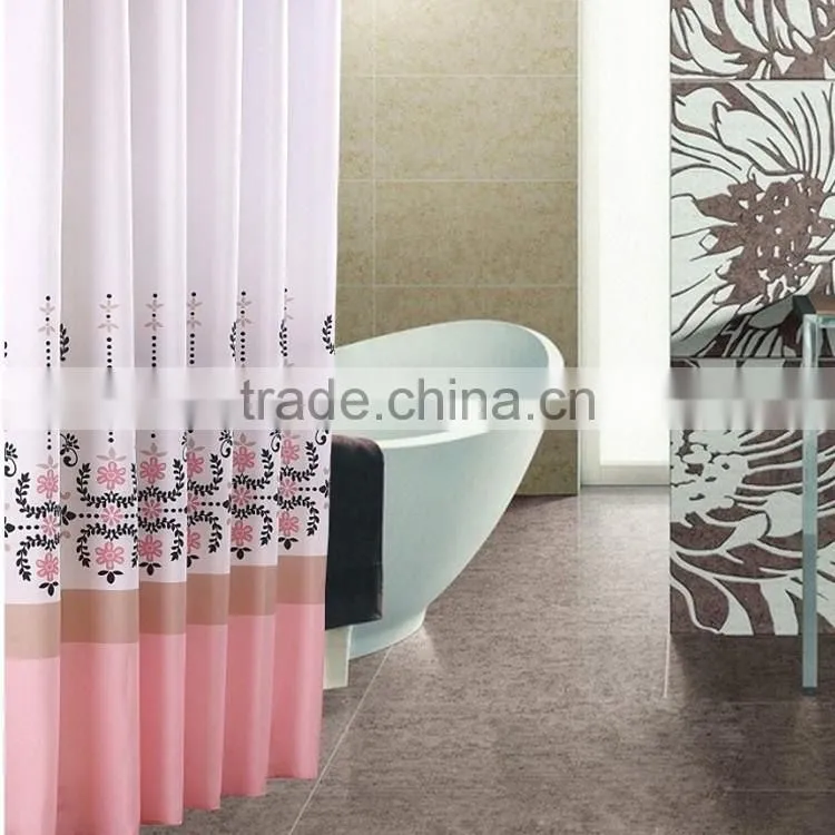 90gsm polyester water mark & transfer CMYK printed with stripe waterproof shower curtain
