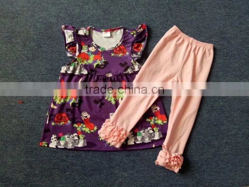Summer Fall girl boutique outfits latest party wear top with capris for girls toddler boutique children clothing sets