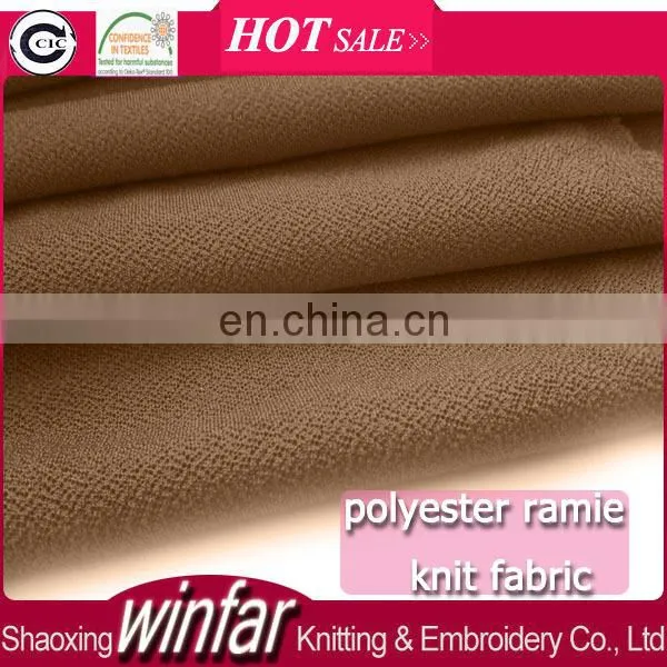 Winfar Textile Plain Dyed Soft Knit Polyester Spandex Ramie Scuba Fabric Thick