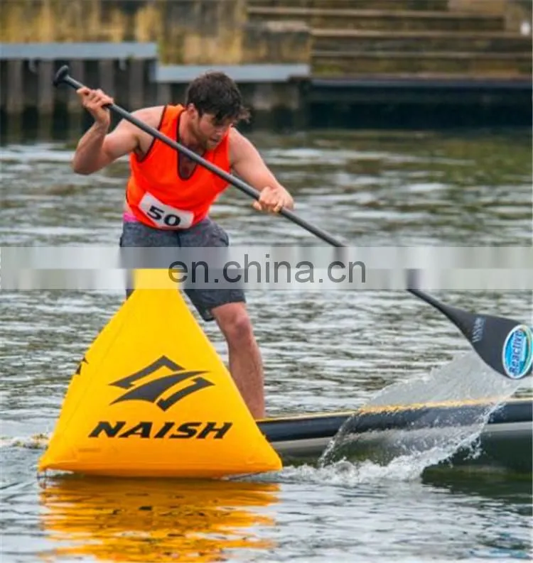 China customized yellow triangle swim floating advertising inflatable buoy for sale