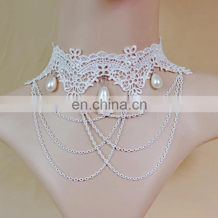 2015 latest design fashion party lace necklace lace necklace