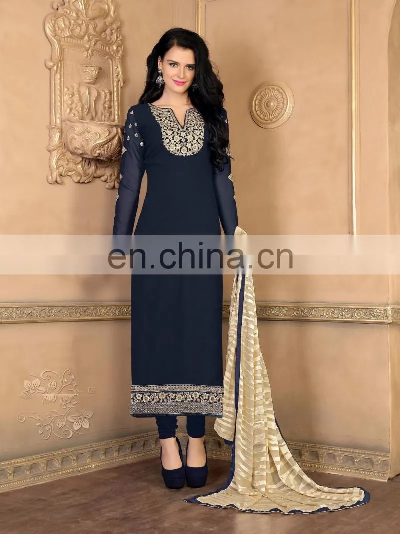 Green Colored Georgette Semi-stiched Salwar Suit For Party Wear