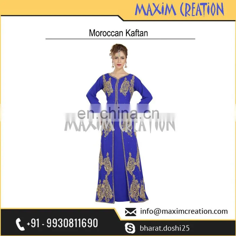 Top Rated Moroccan Party Wear Caftan With Beautiful Unique Embroidery Design 6453