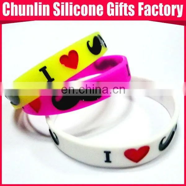 Most Popular Silicone Mustache Bracelet With Debossed Logo