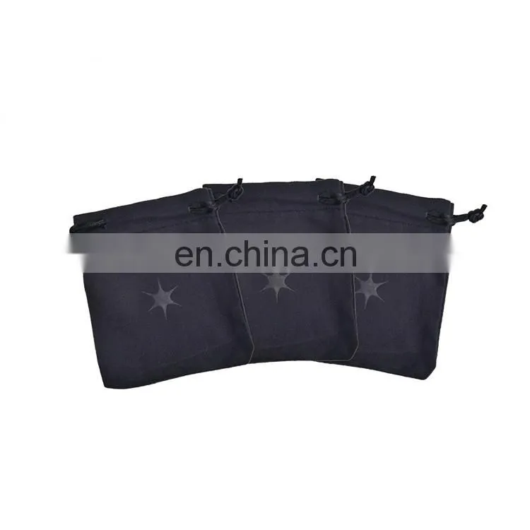 logo stamped black customisable microfibre mobile hanging pouch