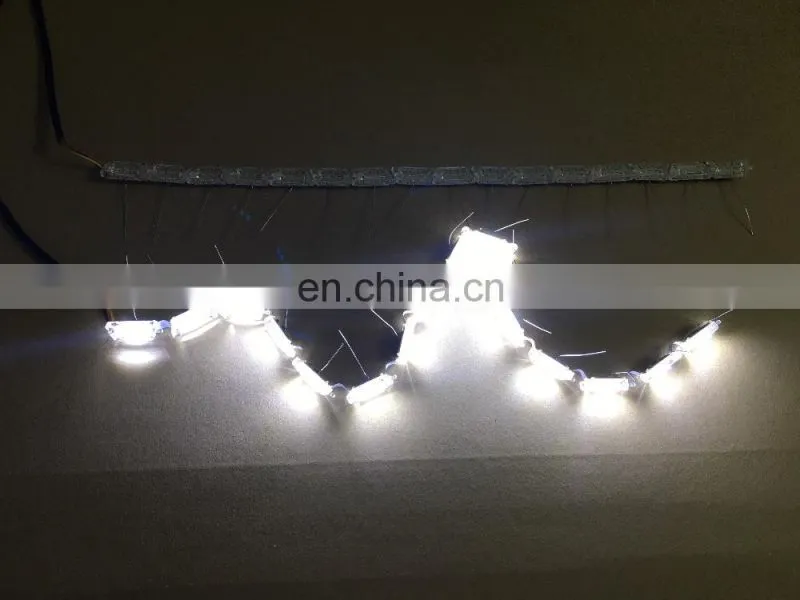 50cm crystal extendable led flexible drl with flow turn signal 16leds white amber daytime running light headlight for car
