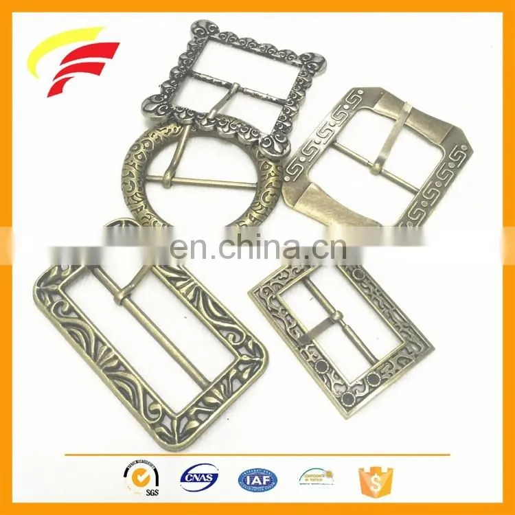 metal vintage square shape pin buckle antique style tri-glide H belt buckle