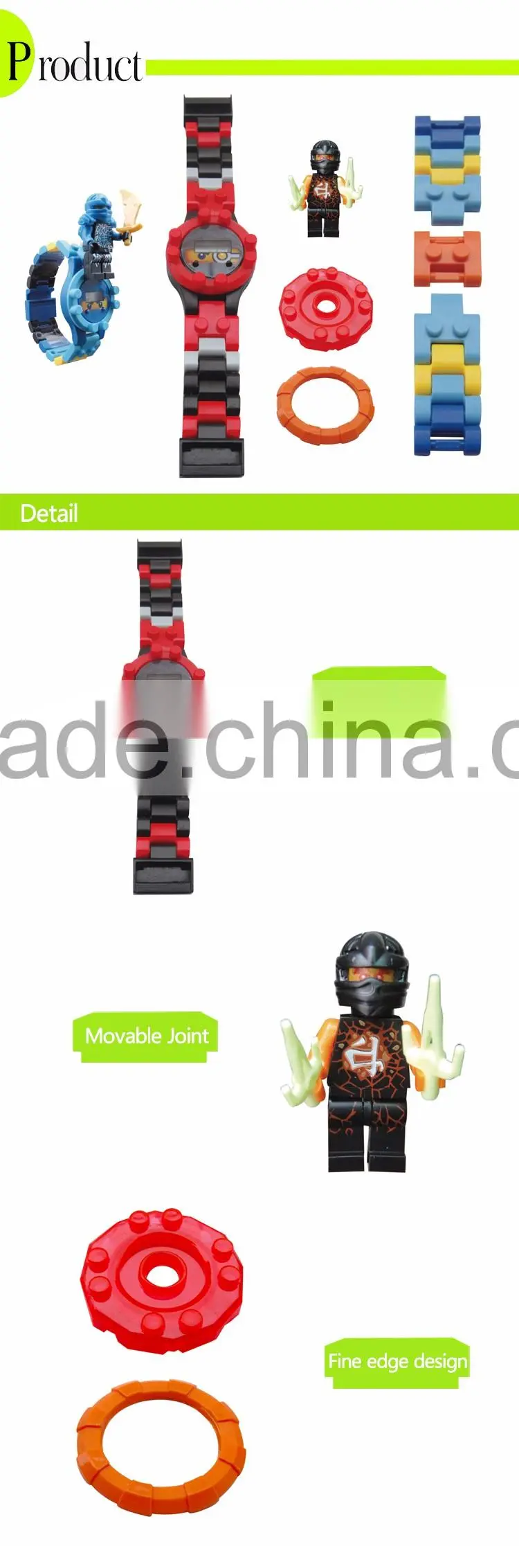 New kids items plastic brick toys electronic watch with minifigures for wholesale