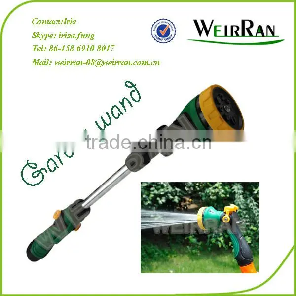 (84706) Garden watering tool hose end sprayer, 8 patterns aluminum TPR covered 16'' water wand