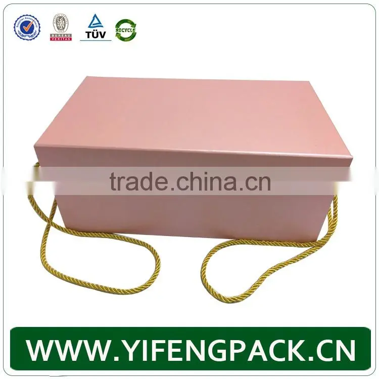 custom cardboard paper gift box with handle/cardboard carrying box with handle