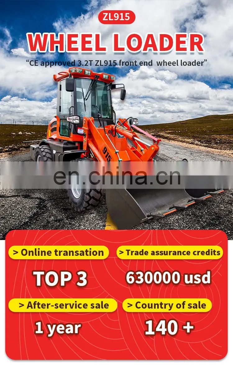 Small 1.5Ton 1500kg Hydraulic Front End Wheel Loader CASER 915 CE EPA UTV EPA 4 Engine