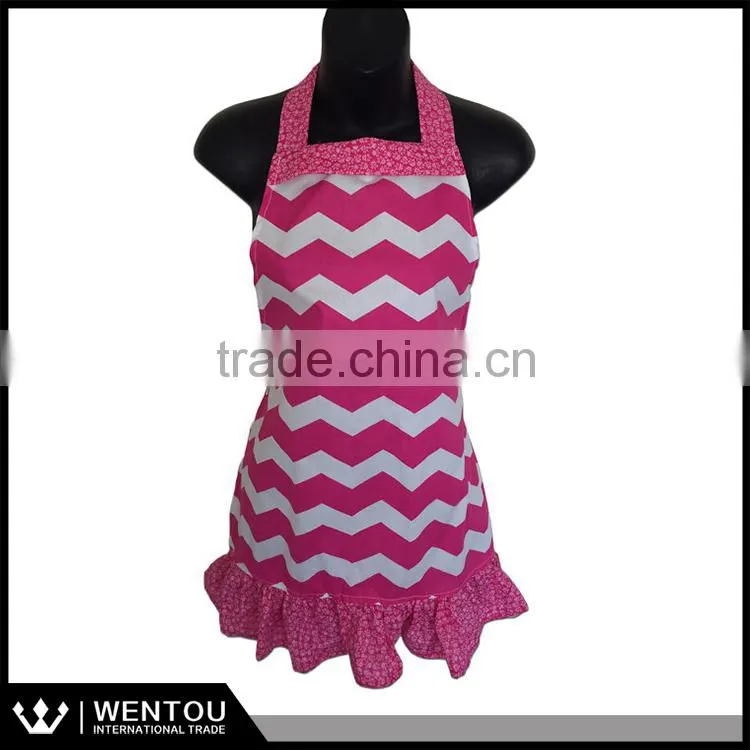 Colorful Circles And Blue Ruffled Chevron Apron