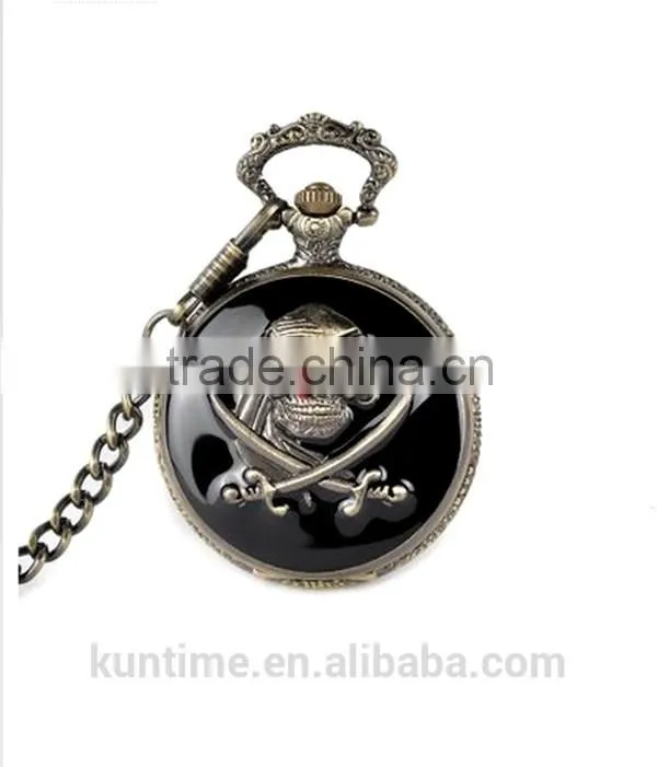 mechanical pocket watch with skull design antique pocket watch