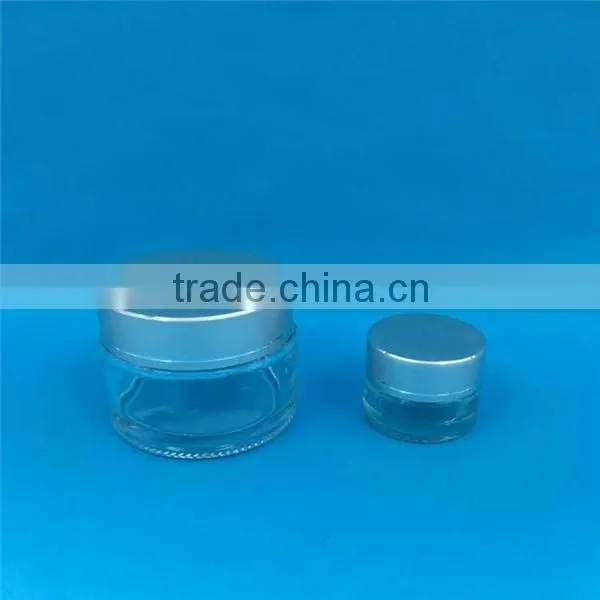 10g 50g glass clear cream jar with aluminum cap