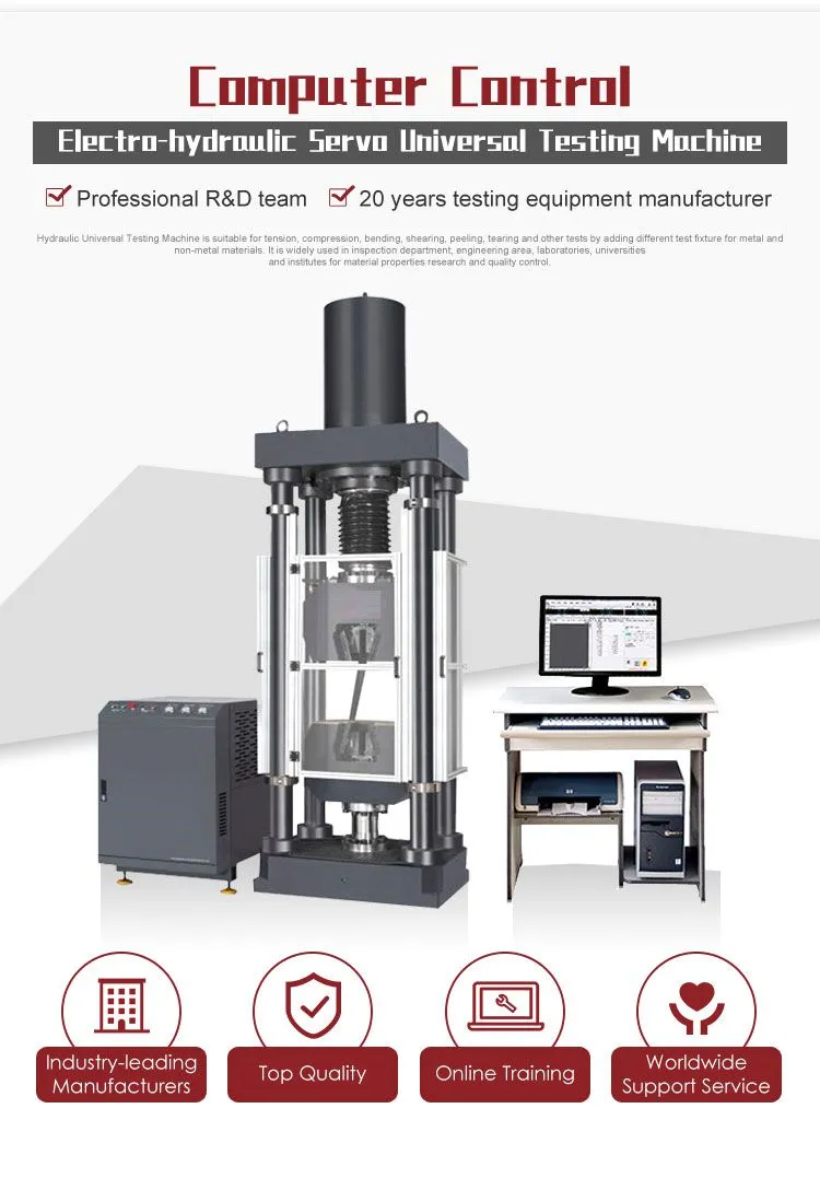 HST 300 600 1000 2000 3000 Kn Electro-hydraulic Single Space Hydraulic Servo Tensile Force Strength Universal Testing Machine