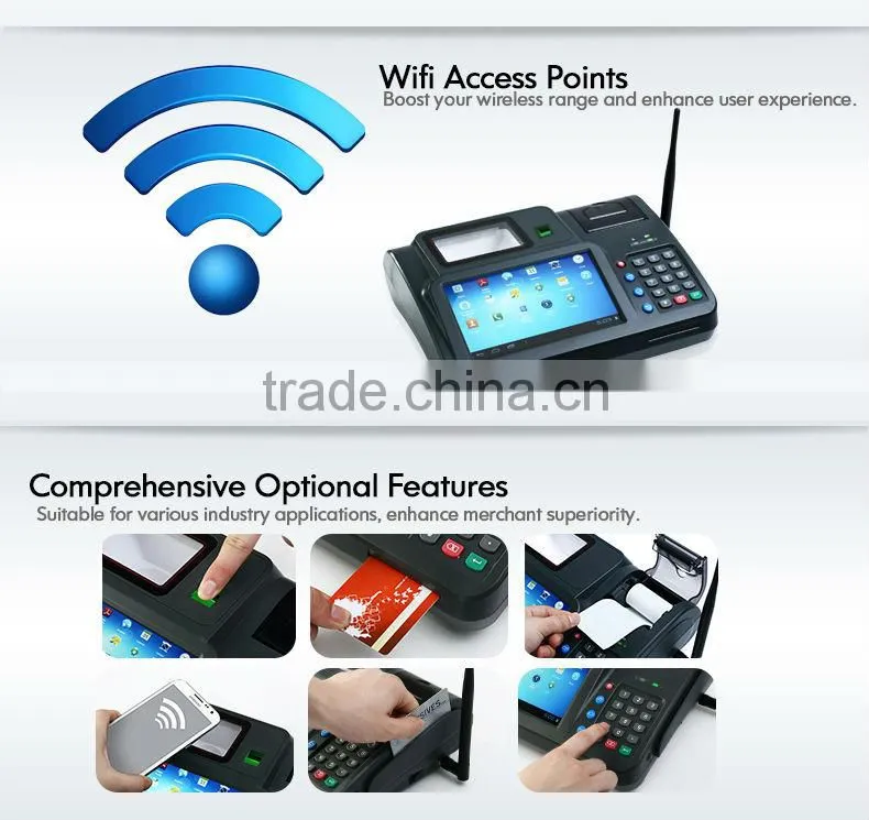 China TPS550 with camera, 1D/2D Barcode Scanner, Finger Printer wcdma/wifi/etherent nfc programmable android eft pos machine