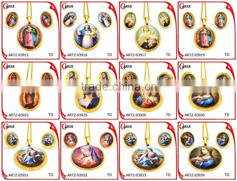 316l stainless steel jewelry pendant necklace heart shape Blessed Virgin Mary gold jewelry 18k