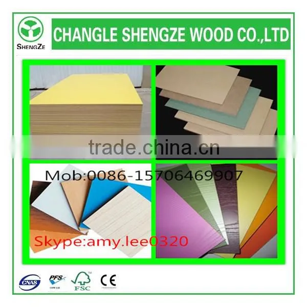High Quality Colorful 18mm Laminated MDF Board from SHENGZE manufacture