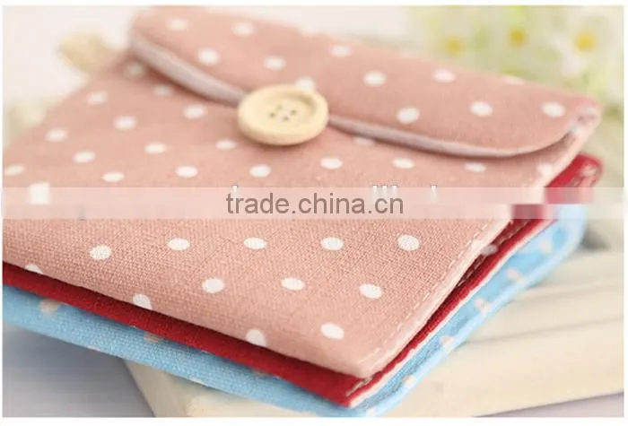 Nice dots ladies cotton sanitary napkin bag