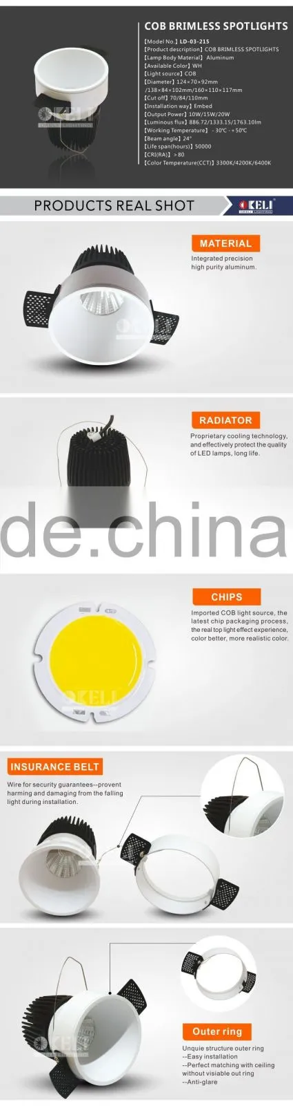 Round and square innovative design recessed led downlight