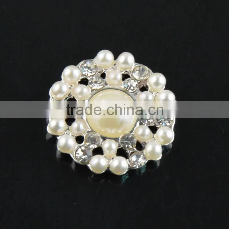 22mm Wholesales Price AAA Quality Alloy Pearl Round Crystal Rhinestone Button for WeddingJewelry Garment Accessory