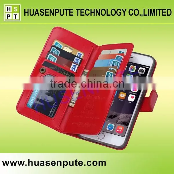 Book Wallet Flip Leather Cell Phone Case For Iphone 6 9 Card Slots Leather Mobile Case