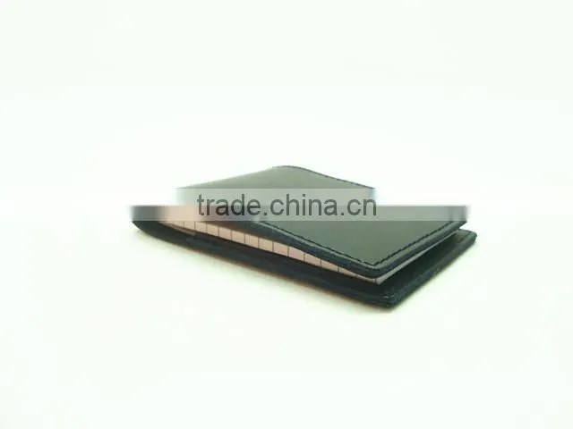 Black Fashion Top Quality Bifold Mini Leather Portable Notepad Case