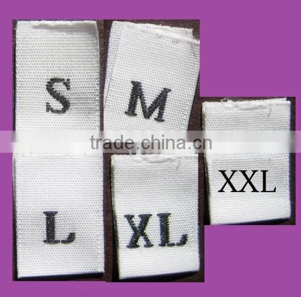 china supplier custom sew -on polyester size label in dongguan