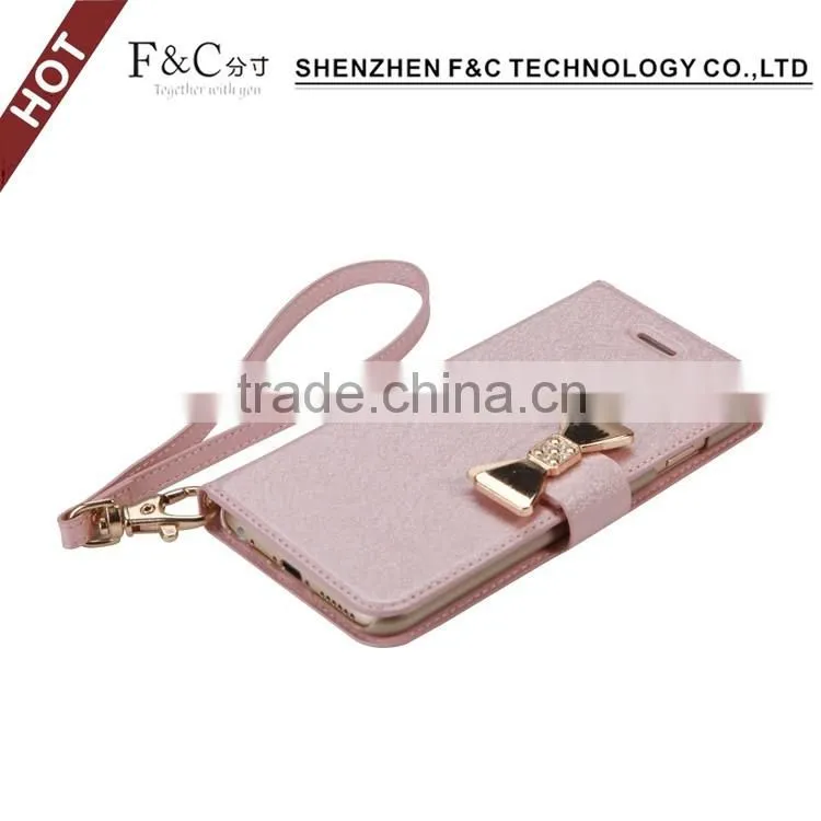 Lady use pink pu leather Mobile Phone Accessories, stand wallet cover for iphone 7 case with card slots and cash pocket