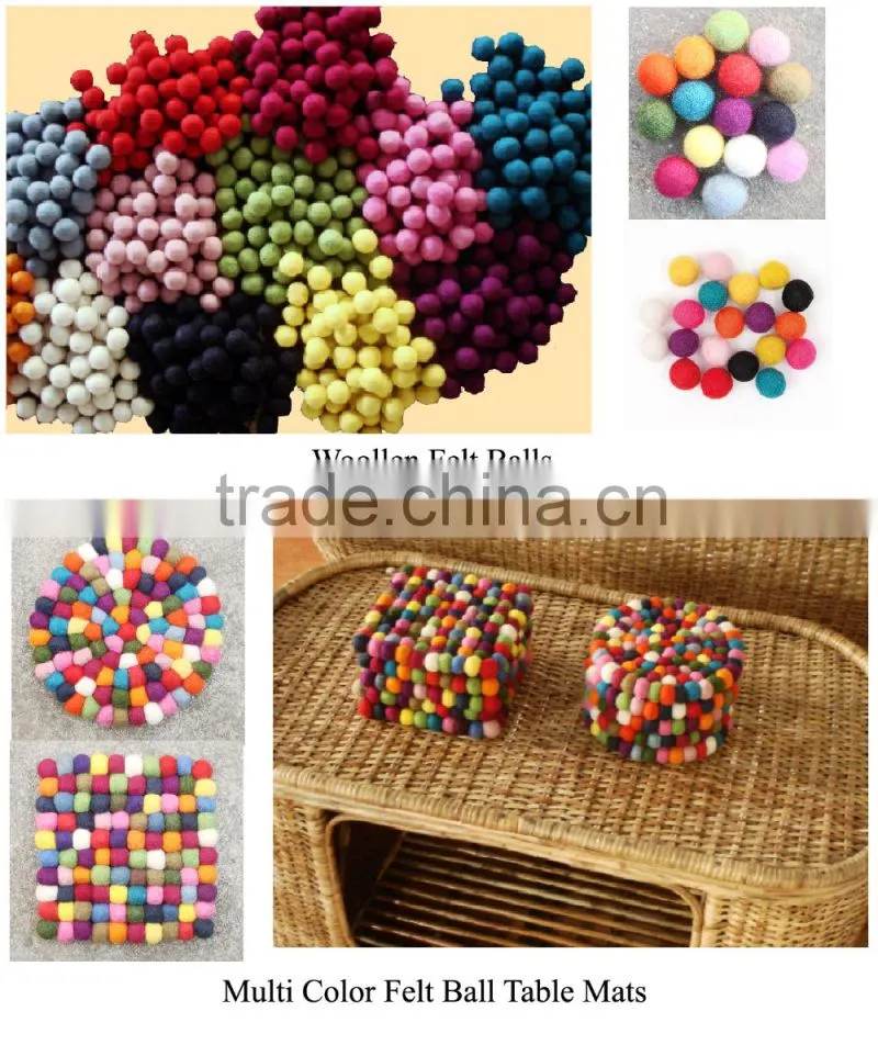 Multi Color Woollen Felt Ball Carpet