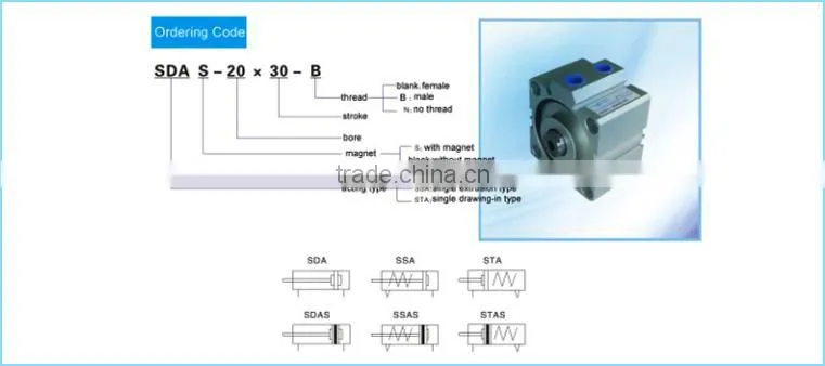 High quality SDA Series Compact Pneumatic Cylinder