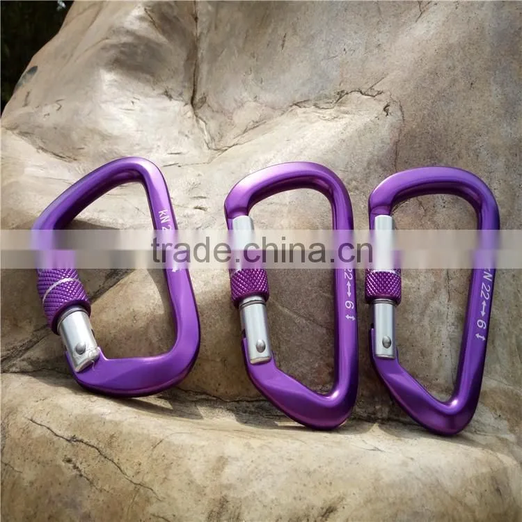 22KN high strength Aviation Aluminum thread lock carabiner clambing hook