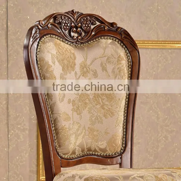 Home commonly used table chairs set wood frame fabric side chairs
