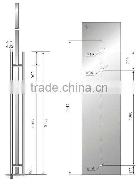 Popular in market stainless steel commercial door pull handle with lock