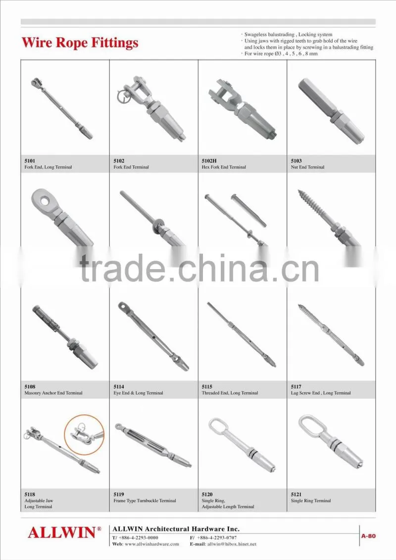 stainless steel end terminal swageless turnbuckle Wire Rope Fitting