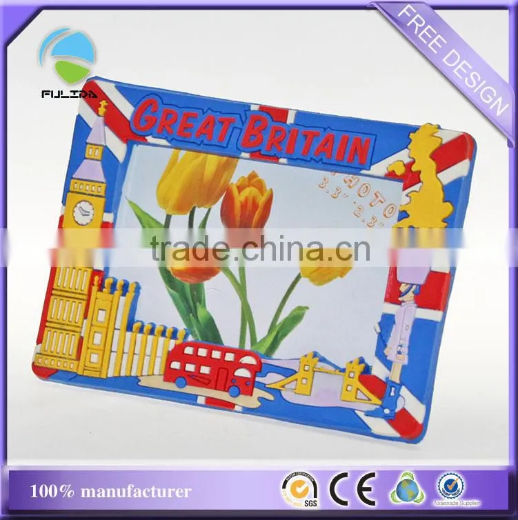 custom summer holiday kids beach playing soft pvc rubber souvenir photo frame
