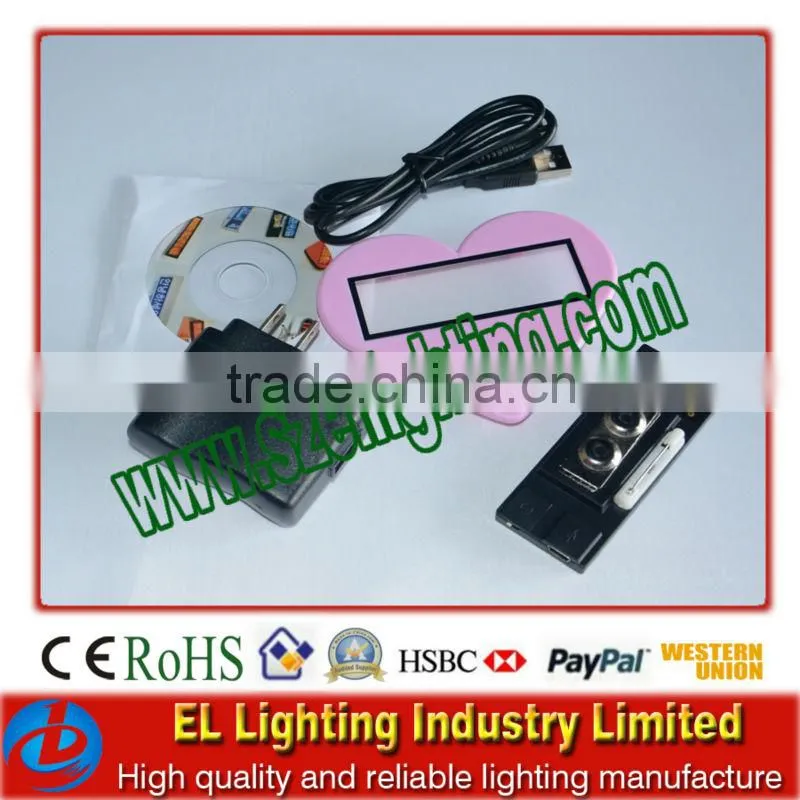 LED name Badge,heart-shaped led badge