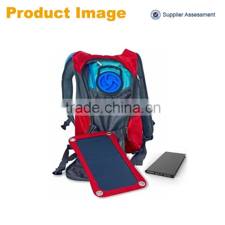 2016 China supplier wholesale high quality nylon solar backpack with 1.8L water bladder